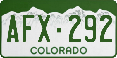CO license plate AFX292