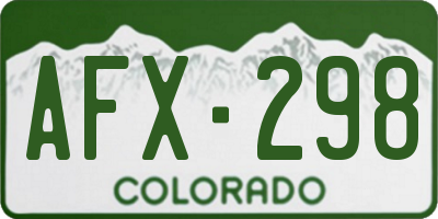 CO license plate AFX298