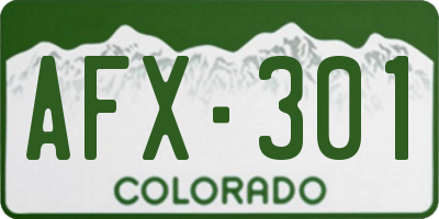 CO license plate AFX301