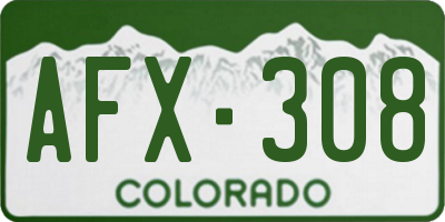 CO license plate AFX308