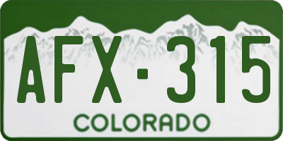 CO license plate AFX315