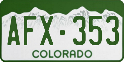 CO license plate AFX353