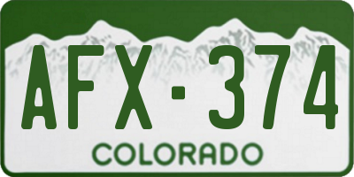 CO license plate AFX374