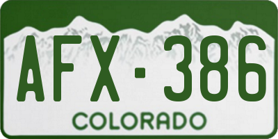 CO license plate AFX386