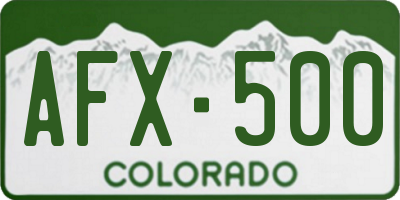 CO license plate AFX500