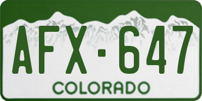 CO license plate AFX647