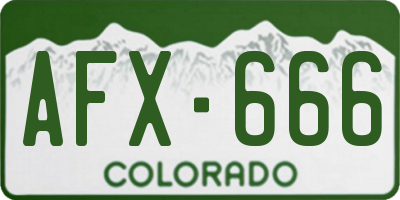 CO license plate AFX666