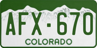 CO license plate AFX670