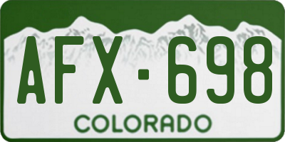 CO license plate AFX698