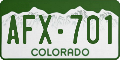 CO license plate AFX701