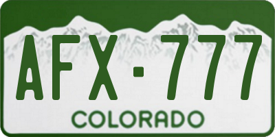 CO license plate AFX777