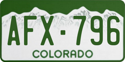 CO license plate AFX796