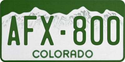 CO license plate AFX800