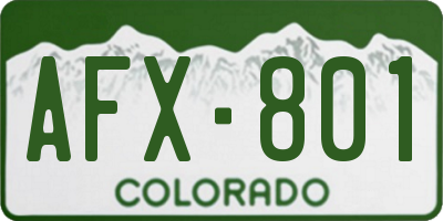 CO license plate AFX801