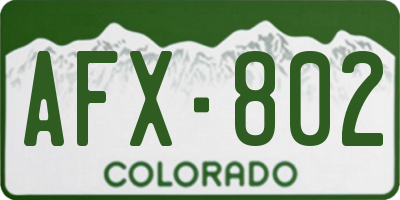 CO license plate AFX802