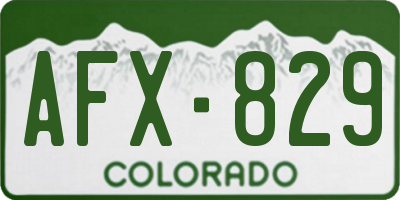 CO license plate AFX829