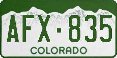 CO license plate AFX835