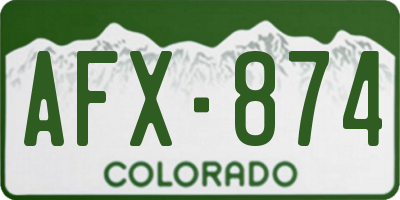 CO license plate AFX874