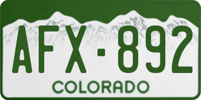 CO license plate AFX892