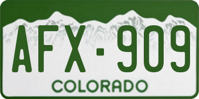 CO license plate AFX909