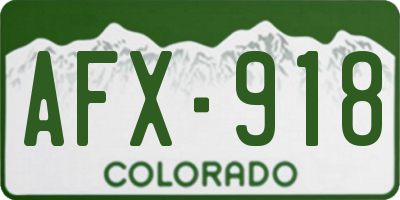 CO license plate AFX918