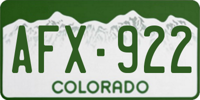 CO license plate AFX922