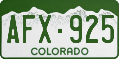CO license plate AFX925