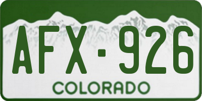 CO license plate AFX926