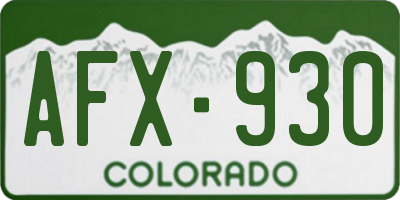 CO license plate AFX930