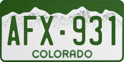 CO license plate AFX931