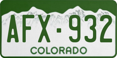 CO license plate AFX932