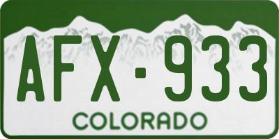 CO license plate AFX933