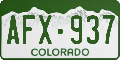 CO license plate AFX937