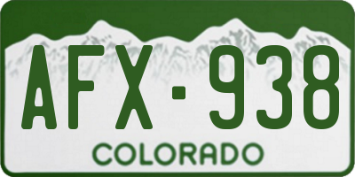 CO license plate AFX938