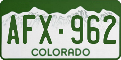 CO license plate AFX962