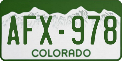 CO license plate AFX978