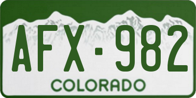 CO license plate AFX982