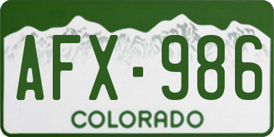 CO license plate AFX986