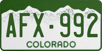 CO license plate AFX992