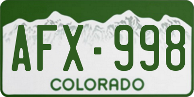 CO license plate AFX998