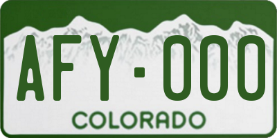 CO license plate AFY000