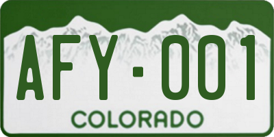 CO license plate AFY001