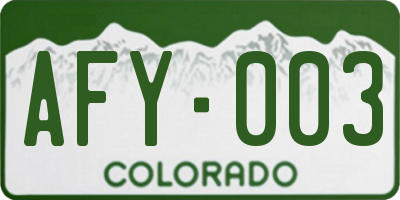 CO license plate AFY003