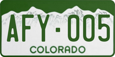 CO license plate AFY005