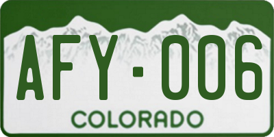 CO license plate AFY006