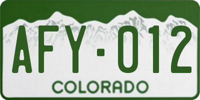 CO license plate AFY012