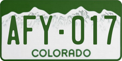 CO license plate AFY017