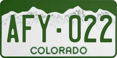 CO license plate AFY022