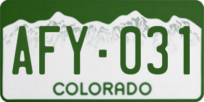 CO license plate AFY031