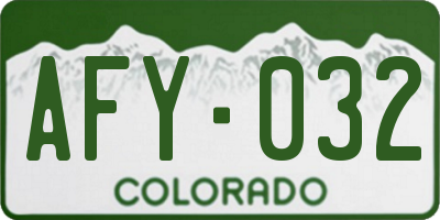 CO license plate AFY032